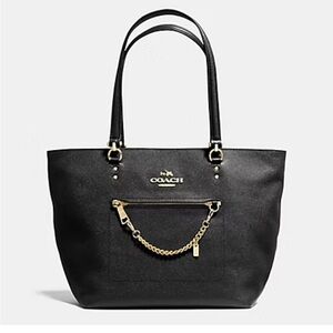 COACH TOWN CAR TOTE IN CROSSGRAIN LEATHER BLACK
